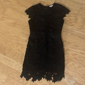 Main Strip Black Floral Lace Mini Dress - Medium - Like New